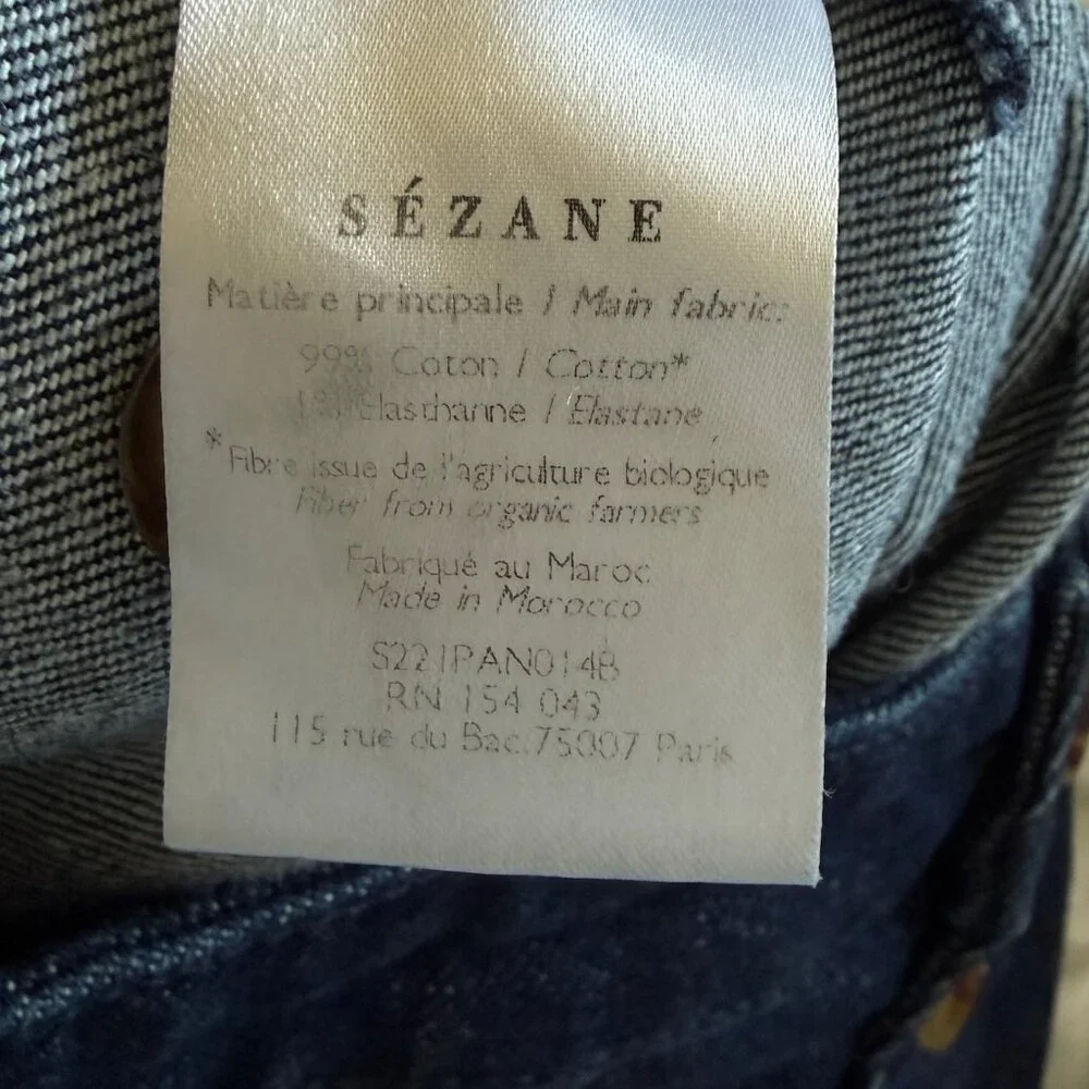 Sézane Marino High-Waist Bridge Trousers – Organic Cotton Denim | Size 36 - Picture 12 of 13